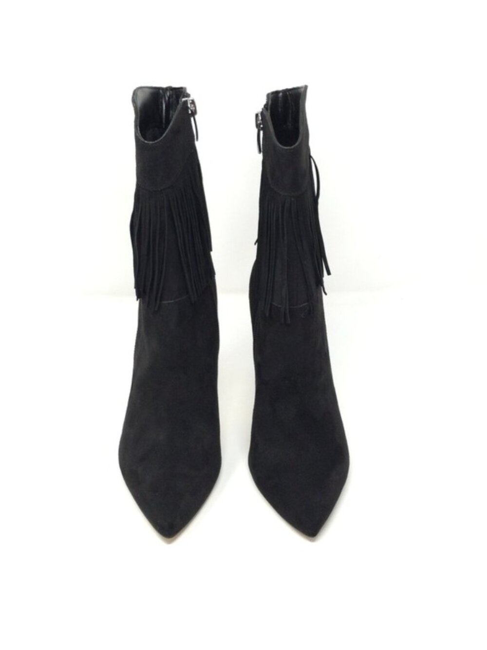 Nine West Tries2 Black Suede Fringe Stiletto Ankle Booties 7M - Picture 13 of 16